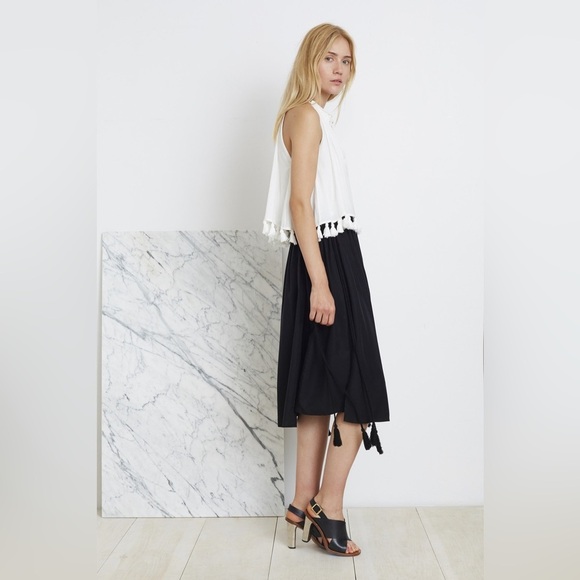 APIECE APART / Assisi Tea-Length Wabi Midi Black Tassel Ties Skirt M - Picture 4 of 4